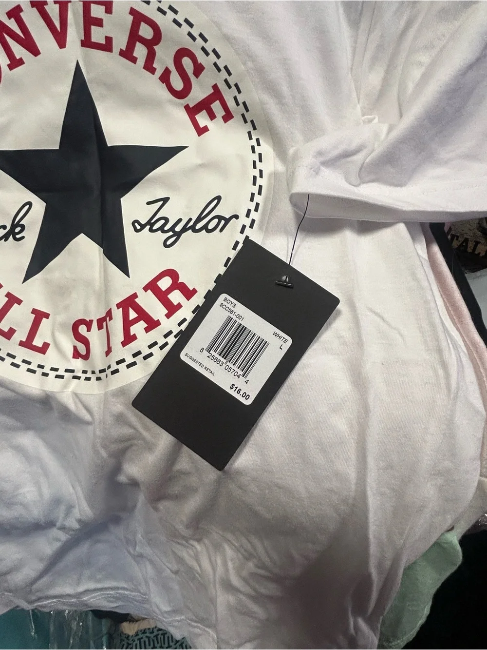 Converse White Tee with Black Star and Red Logo